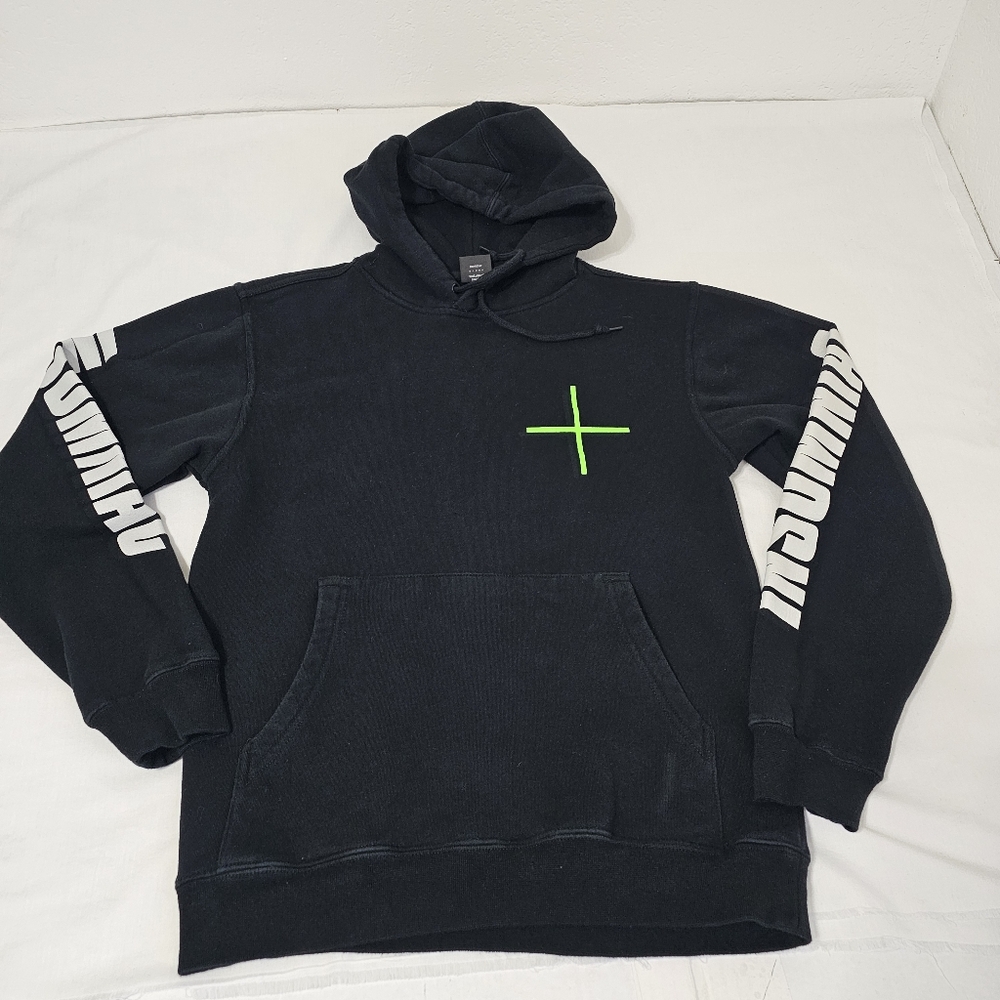 Insomniac Wide Awake Hoodie Men’s Small Black Neon Green EDM Rave Pullover - Picture 3 of 7